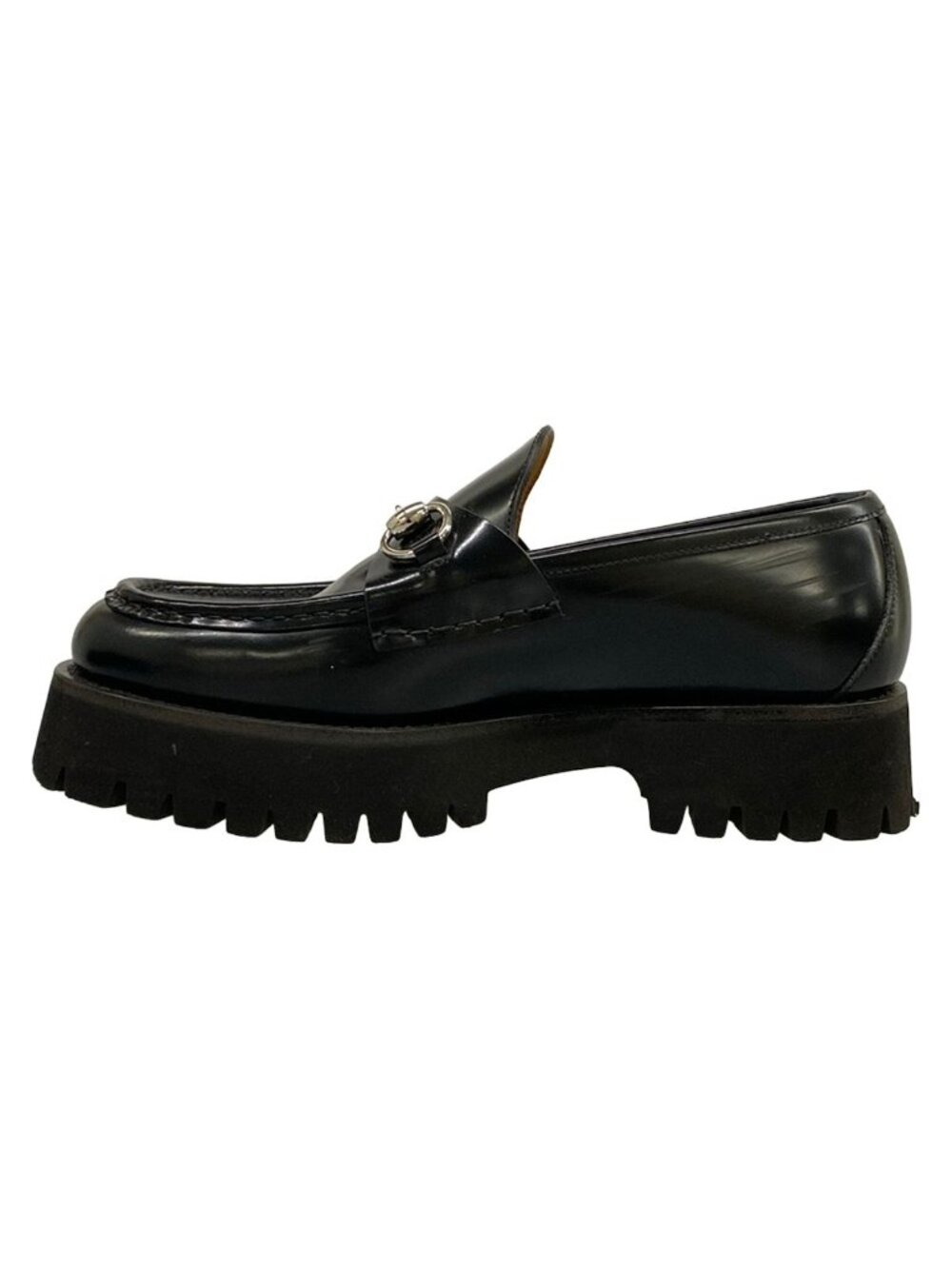 Gucci Loafers 38 Horsebit Black Thick Sole Leather - Picture 3 of 14